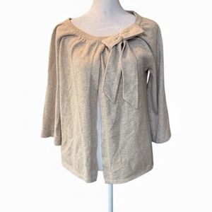 Aqua Cashmere Bow Cardigan 3/4 Sleeve Size Small
